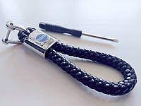 Автомобільний брелок для ключів Volvo плетений, екошкіра з логотипом Вольво + викрутка