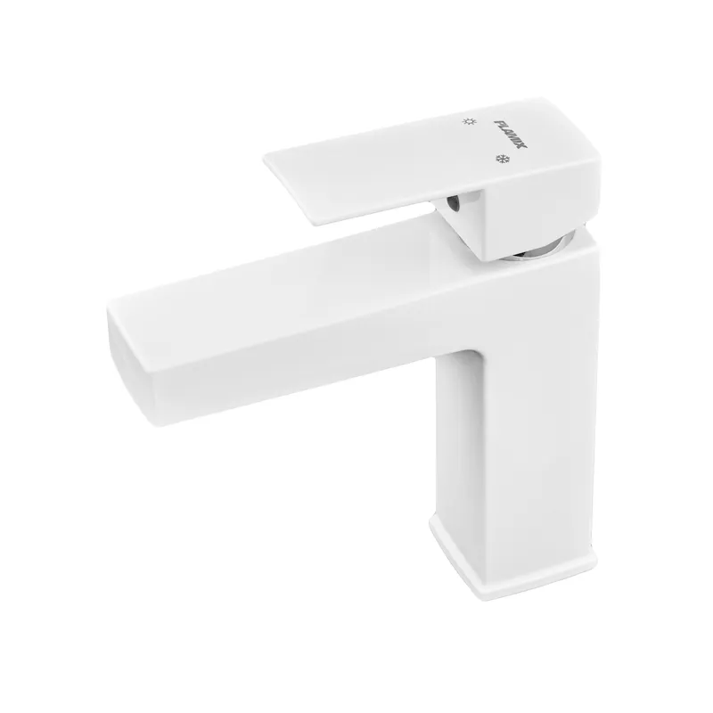 Змішувач для умивальника Plamix Kubus-001 SET White (з підведенням) (PM0671), фото 1