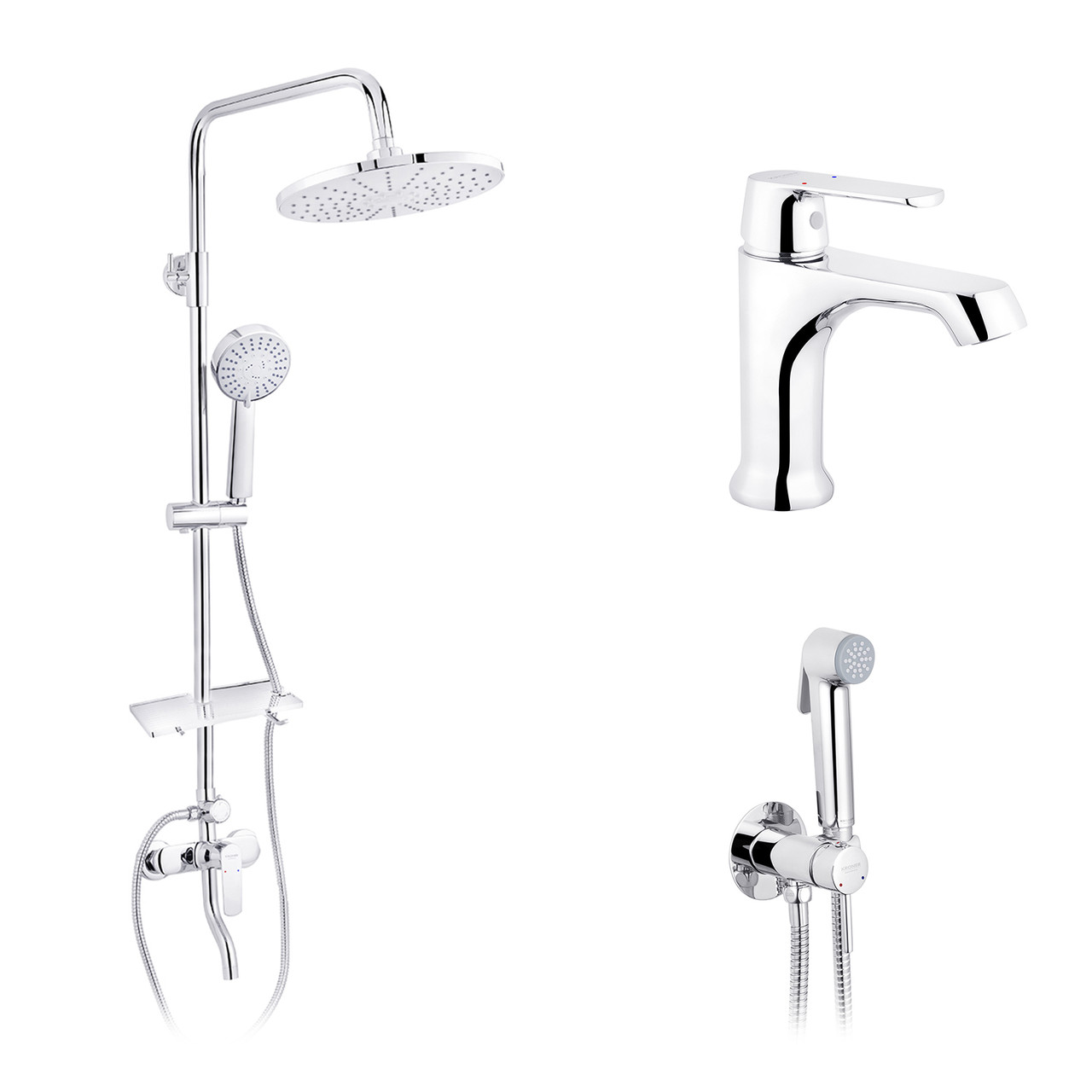 Набор 3 в 1 душова система Kroner Armada-C064K + змішувач Armada-C010 + змішувач Bidet-C082, фото 1