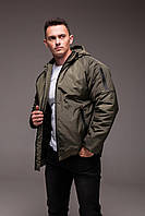 Новая брендовая мужская зимняя куртка Haki Хаки утепленная с капюшоном для холодной погоды