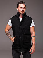 Новая модная утепленная жилетка Velvet Black Вельвет черная демисезонная стильная для мужчин