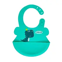 Слинявчик Mega Zayka Діно MGZ-0616 Turquoise з кишенею