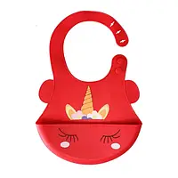 Слинявчик Mega Zayka Єдиноріг MGZ-0615 Red з кишенею