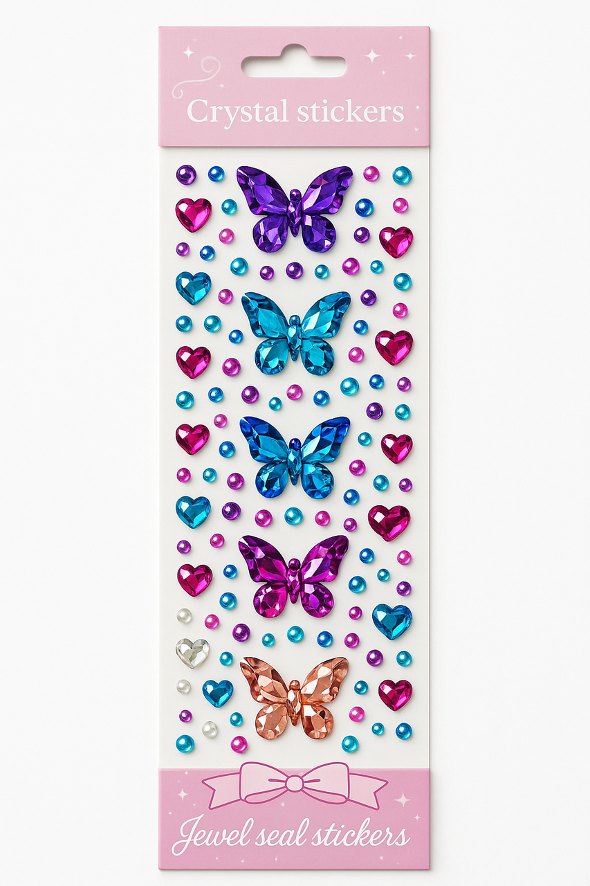 Наклейки декоративні для творчості перли, метелики 27×7 см, фото 1