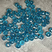 Бусина Рондель 6*4 мм, колір- блакитний (аква) (прозорий), арт 018420, 1-нитка ≈80-90 шт, Блакитний