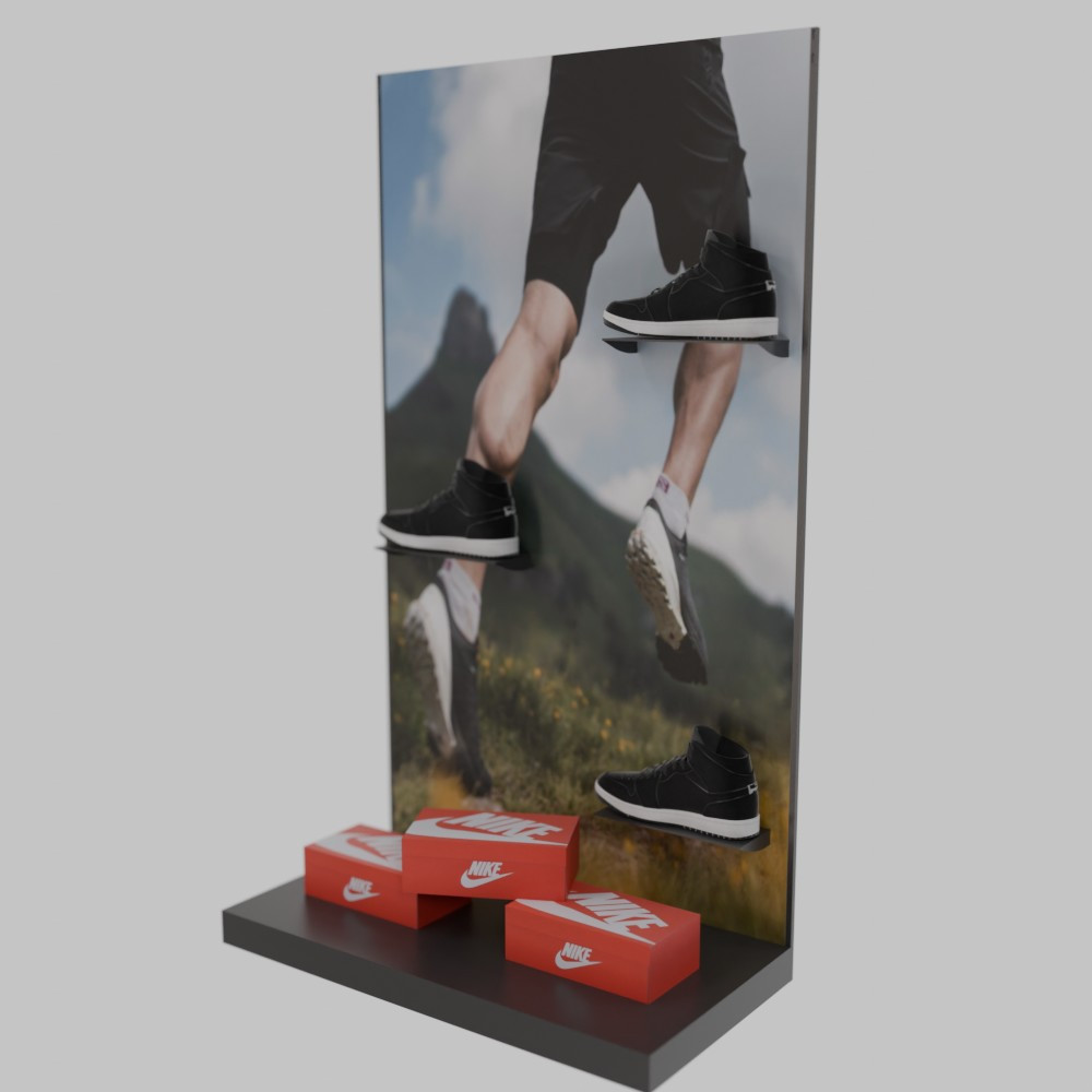 👟 Торговий стелаж для взуття з 3 полицями — практичне рішення для вітрини, фото 1