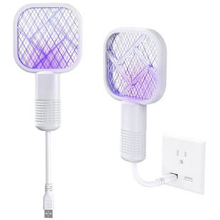 Знищувач комарів ультрафіолетовий USB мухобійка Mosquito Swatter Біла