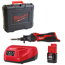 Акумуляторний паяльник MILWAUKEE M12 SI-201C із зарядним пристроєм, 2Ач акумулятором та кейсом