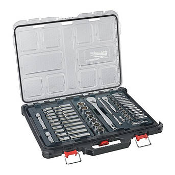 Набор торцевых головок Milwaukee PACKOUT™ ½” + ¼” с воротком (63 шт), фото 1