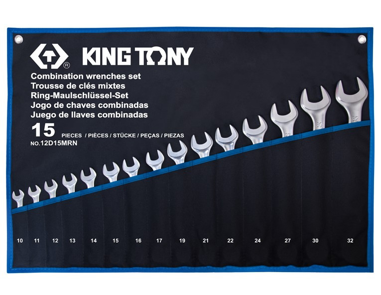 Набір комбінованих ключів KING TONY 10-32 мм, 15 одиниць