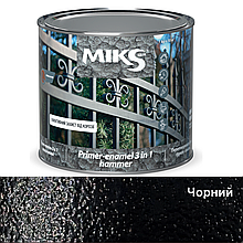 Грунт-емаль 3 в 1 з молоткова Miks HAMMER Чорний 0,65 кг