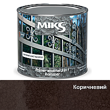 Грунт-емаль 3 в 1 з молоткова Miks HAMMER Коричневий 2 кг