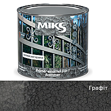Грунт-емаль 3 в 1 з молоткова Miks HAMMER Графіт 0,65 кг