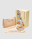 Жіноча сумка Луї Віттон Louis Vuitton Mini Pochette Beige/Gold, фото 4
