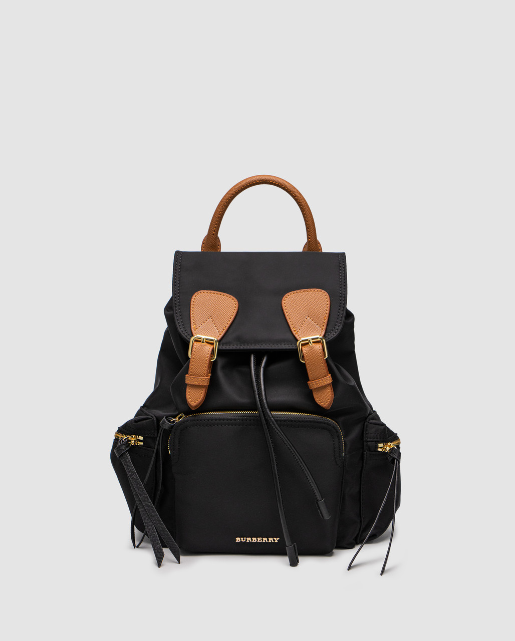 Жіноча сумка Берберрі Burberry Nylon Backpack with Leather in Black