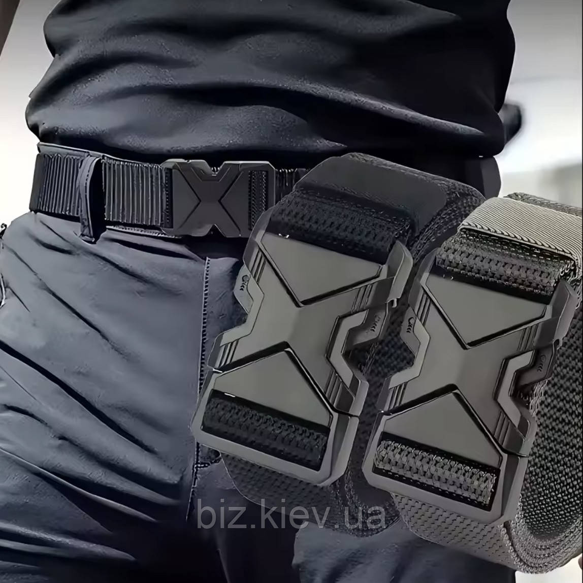 Чоловічий спортивний ремінь швидкознімна пряжка багатоцільовий пояс сірий, фото 1