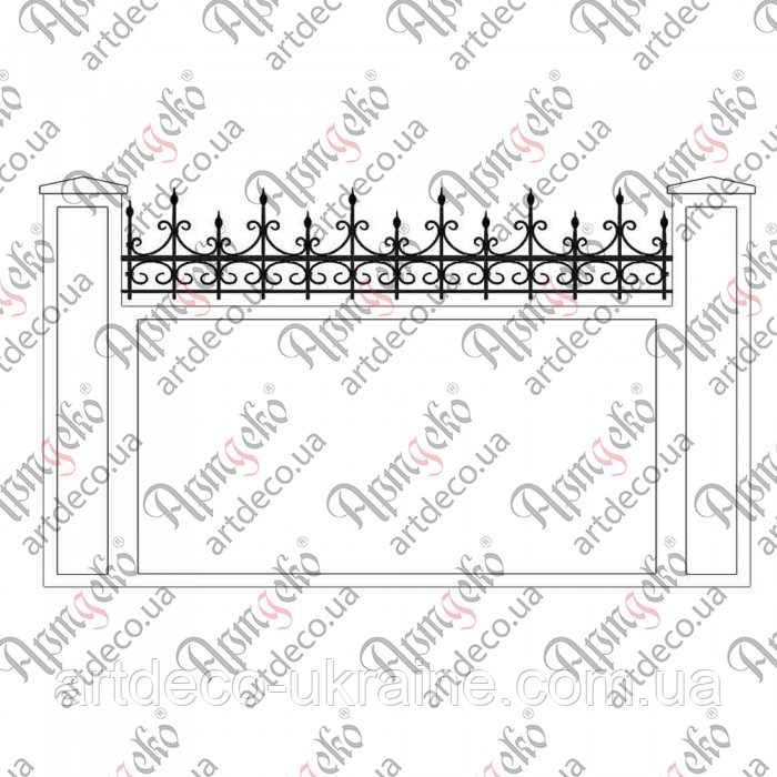 Кована огорожа, паркан 2500х500.(КО-22) КОМПЛЕКТ ЕЛЕМЕНТІВ, фото 1