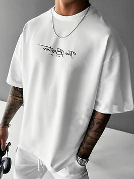 Футболка чоловіча для підлітка біла оверсайз Туреччина