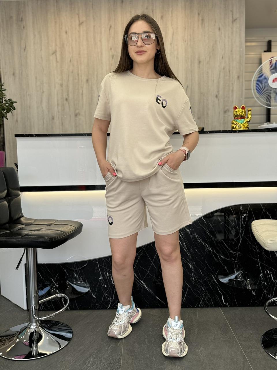 Жіночий літній костюм Шорти та футболка Розмір 2XL 3XL 4XL, фото 1