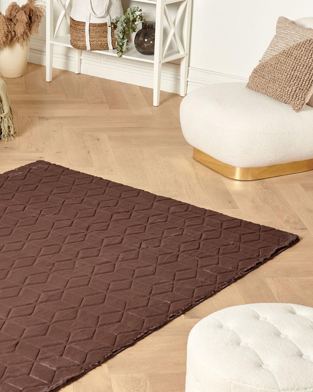 Килим із штучного хутра кролика 80 x 150 см колір  коричневый  THATTA