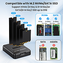 Док станція Deepfox M06 Dual для M.2 SSD NVMe (PCIe) / NGFF (Sata) Type-C USB 3.2 Gen 2, фото 5