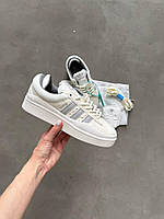 Женские демисезонные кроссовки Adidas Campus X Bad Bunny (белые) спортивные повседневные кроссы A00181 Адидас