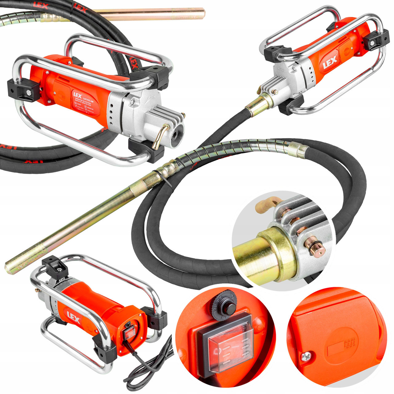 Глибокий вібратор для бетону 2300 Вт, 4 м LEX LXCV23-4M, фото 1