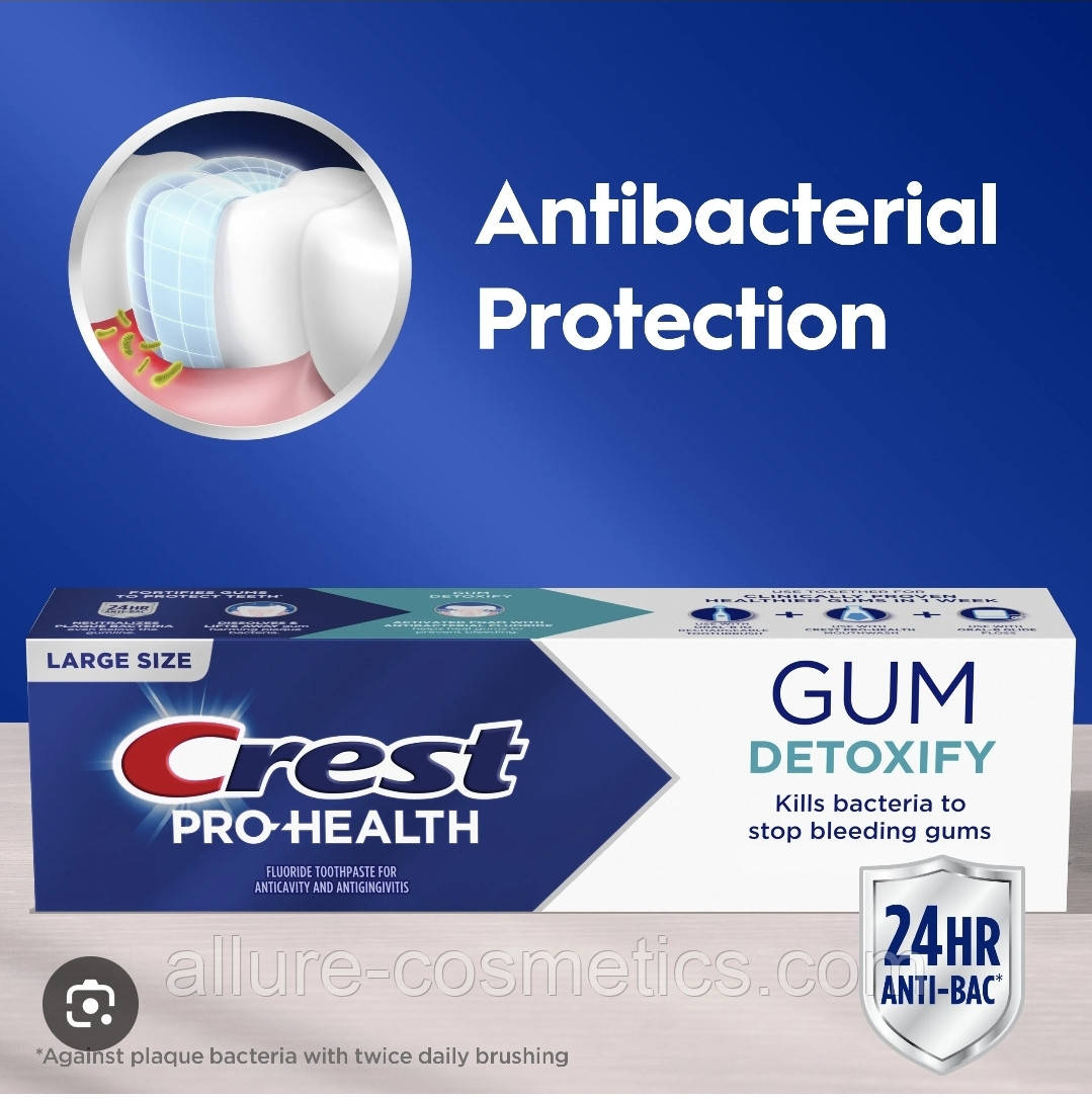 Зубна паста Глибоке очищення та детоксикація від мікробів Crest Gum detoxify Toothpaste 136гр, фото 1