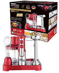 Блендер занурювальний 6-в-1 Zepline ZP-118, 1500 Вт, з насадками та підставкою, червоний