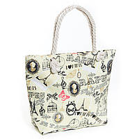 Сумка жіноча Пляжна текстиль 5021-15 yellow Париж. Пляжні сумки гуртом і в роздріб в Україні Одеса 7 км