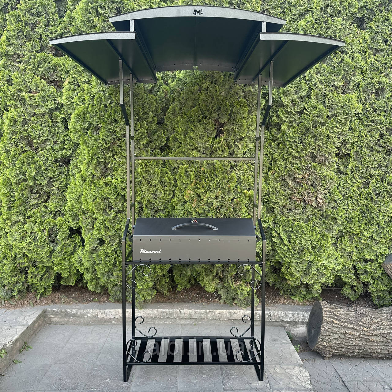 Мангал-барбекю з дахом на 12 шампурів з металу 3 мм