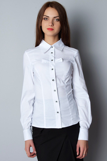 Блуза біла, довгий рукав, з бантиками Р106, фото 1