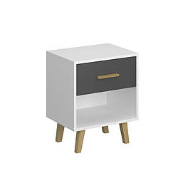 Сучасна приліжкова тумбочка біла з шухлядою на ніжках у дитячу підліткову кімнату Тіммі ВМВ Холдинг