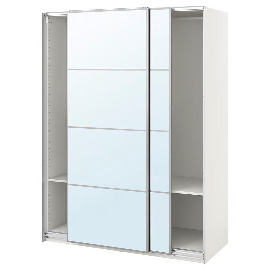PAX/AULI Шафа з розсувними дверима, білий/дзеркало, 150x66x201 см IKEA 095.613.55