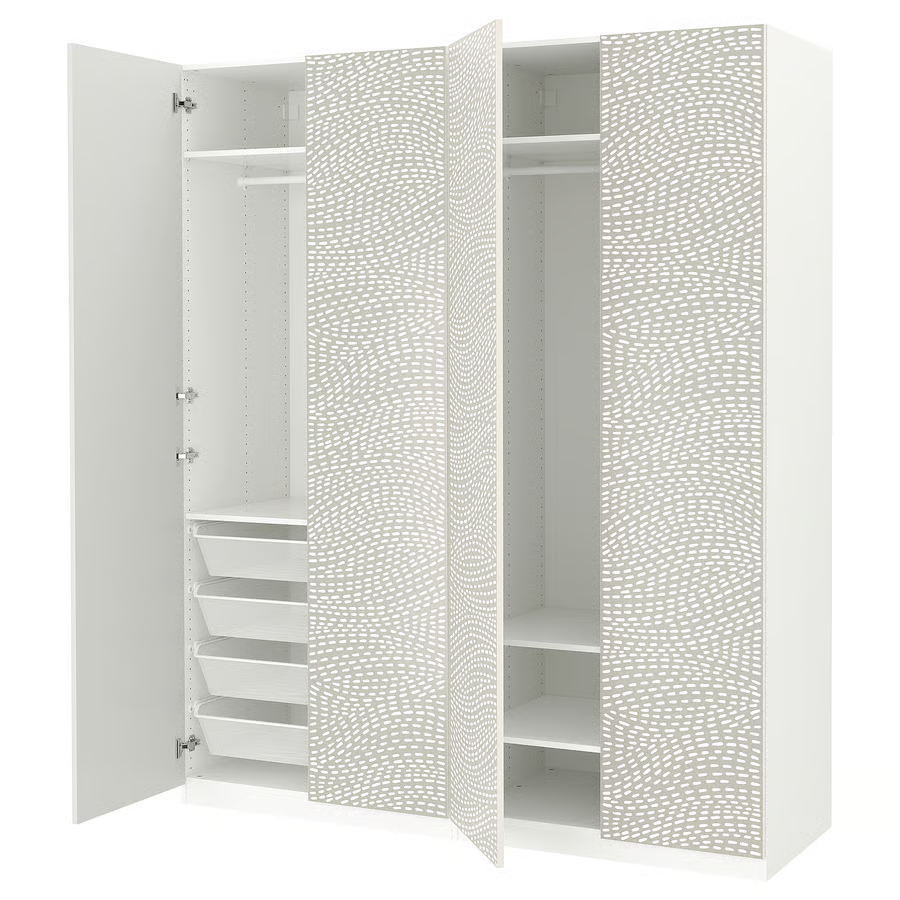 PAX/MISTUDDEN Гардеробна комбінація білий/сірий візерунок 200х60х236 см IKEA 195.229.62