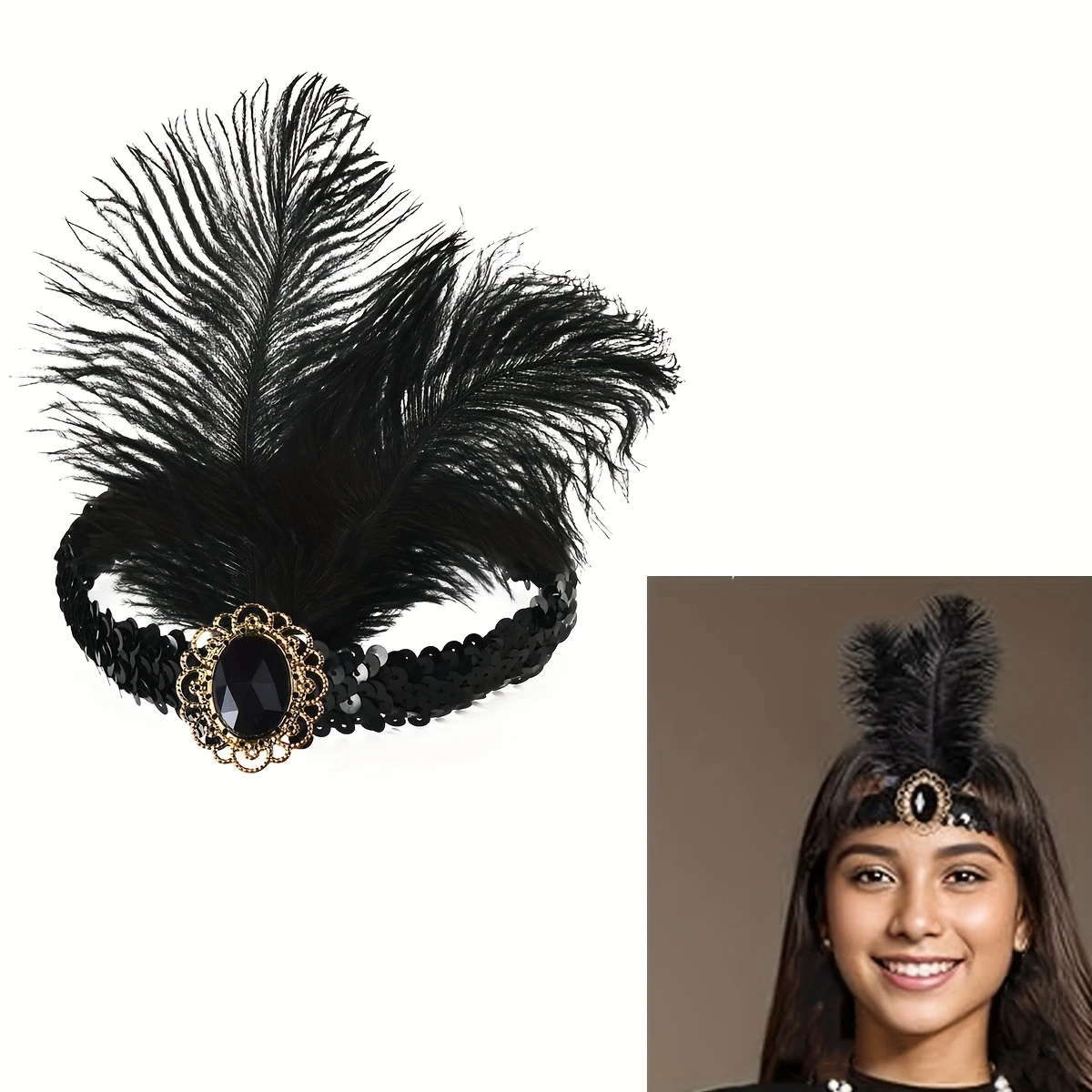 Чорна пов'язка в стилі Гетсбі. Пов'язка Чикаго чорна, фото 1