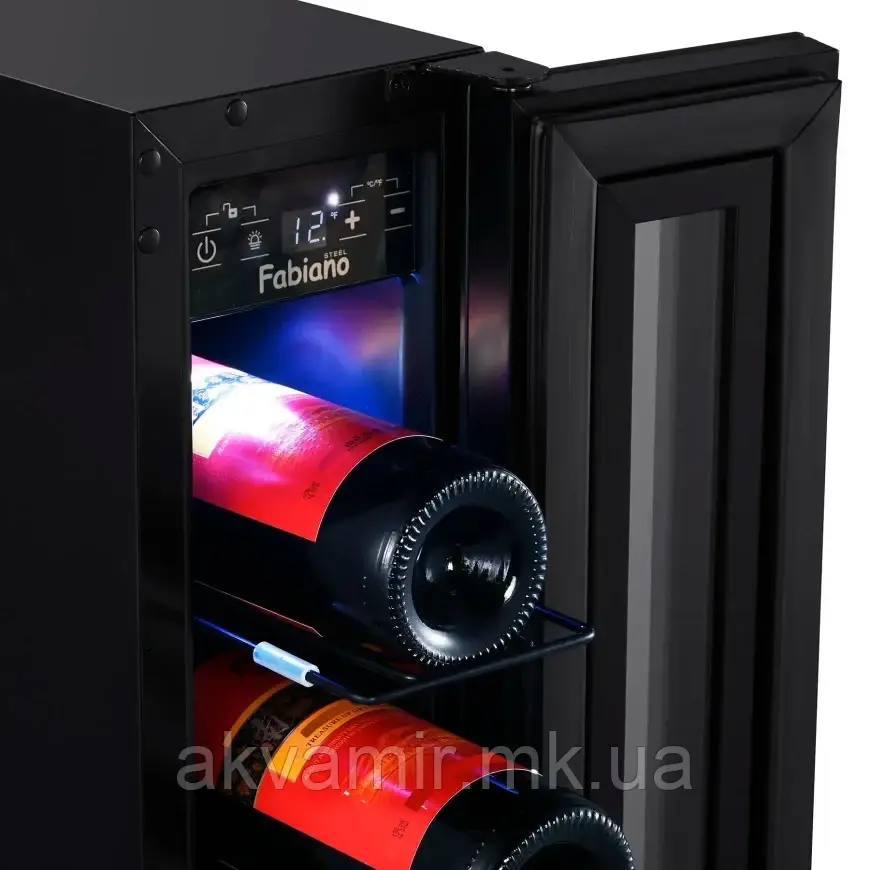 Винний шафа вузький Fabiano FWC 146 Black (чорний) під стільницю