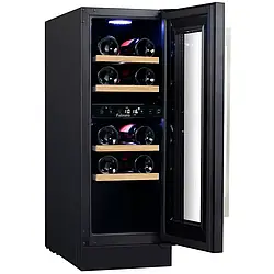 Винний шафа вузький Fabiano FWC 296 Black (чорне скло) під стільницю