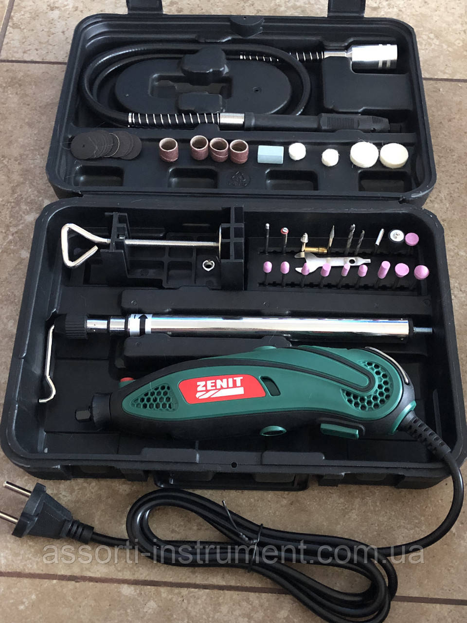 Пряма шліфувальна мережева машинка (гравер) ZENIT ЗГ-250 М із набором змінних насадок. ГАРАНТІЯ 3 РОКИ!, фото 1