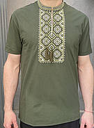 Футболка- вишиванка чоловіча "Француз" хакі, фото 2