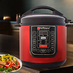 Мультиварка скороварка з дисплеєм на 14 програм 6.5л Hoffmans HM-716 електрична для дому 1200 Вт Червона