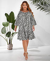 Женское свободное летнее платье-разлетайка с принтом