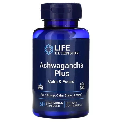 Вітамінно-мінеральний комплекс Life Extension Ашваганда Плюс, Ashwagandha Plus, 60 вегетаріанських капсул (LEX-25196)