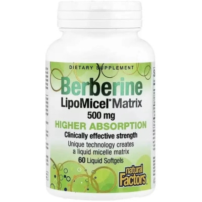 Вітамінно-мінеральний комплекс Natural Factors Берберін, Berberine LipoMicel Matrix, 60 гелевих капсул (NFS-04584)