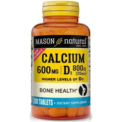 Мінерали Mason Natural Кальцій 600 мг з Вітаміном D3 800 МО, Calcium 600 mg з Vitamin D3 800 IU, 2 (MAV17132)