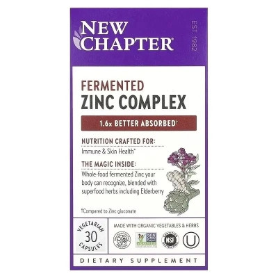 Мінерали New Chapter Цинк ферментований комплекс, Fermented Zinc Complex, 30 таблі (NC0348)