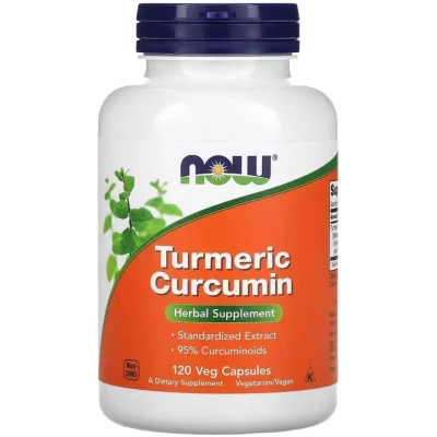 Трави Now Foods Куркума та куркумін, 665 мг, Turmeric Curcumin, 120 вегетаріанських (NOW-04639)