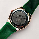 Жіночий наручний годинник Bolun з римськими цифрами, зелений із золотим корпусом, силіконовий ремінець, код - 2563b, фото 5