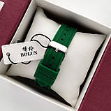 Жіночий наручний годинник Bolun з римськими цифрами, зелений із золотим корпусом, силіконовий ремінець, код - 2563b, фото 4