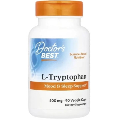 Вітамінно-мінеральний комплекс Doctor's Best L-триптофан, 500 мг, L-Tryptophan, 90 вегетаріанських капсул (DRB-00126)